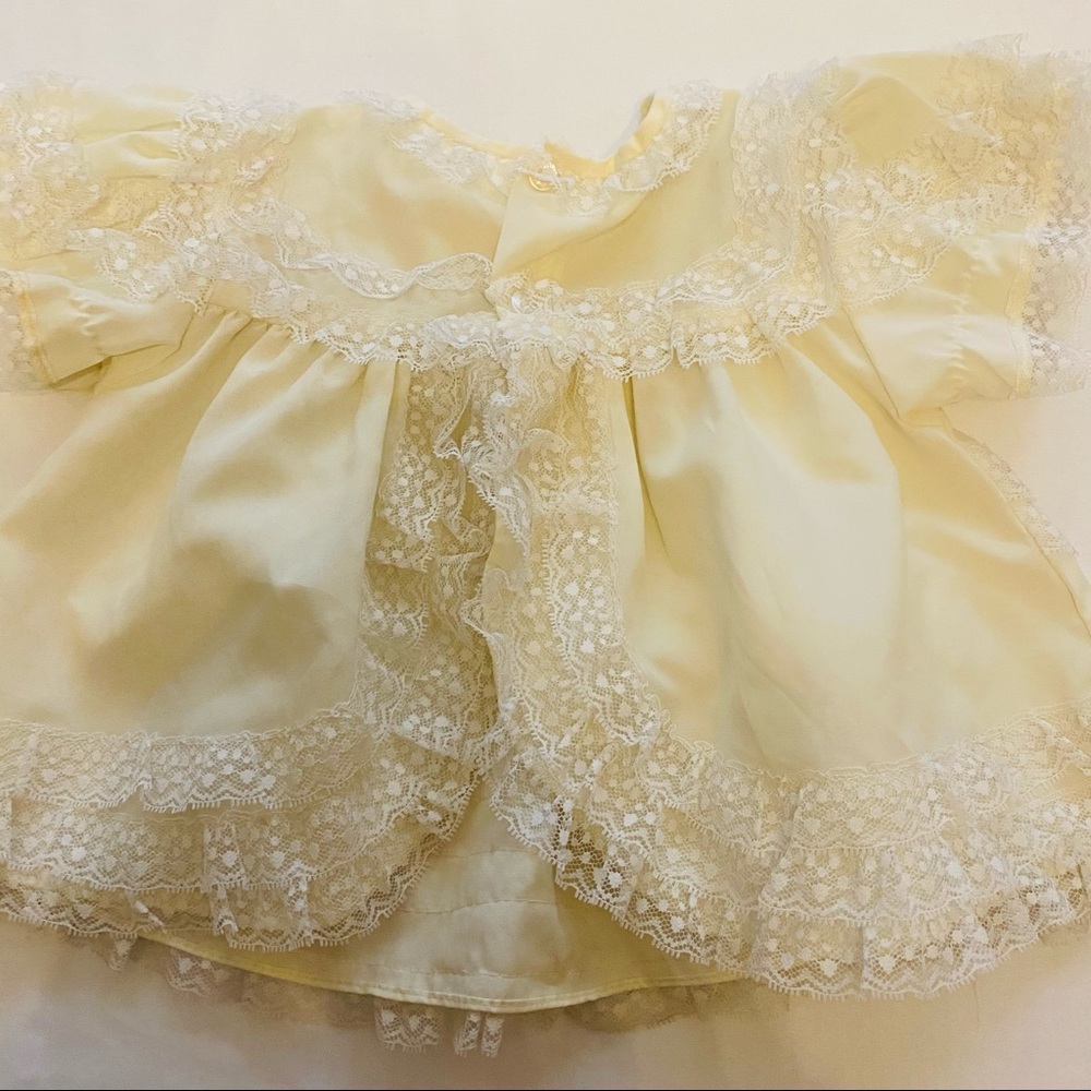 The Mayfair Company Baby Dress Lace Cotton Blend Ditsy Floral Yellow  Size 18 M